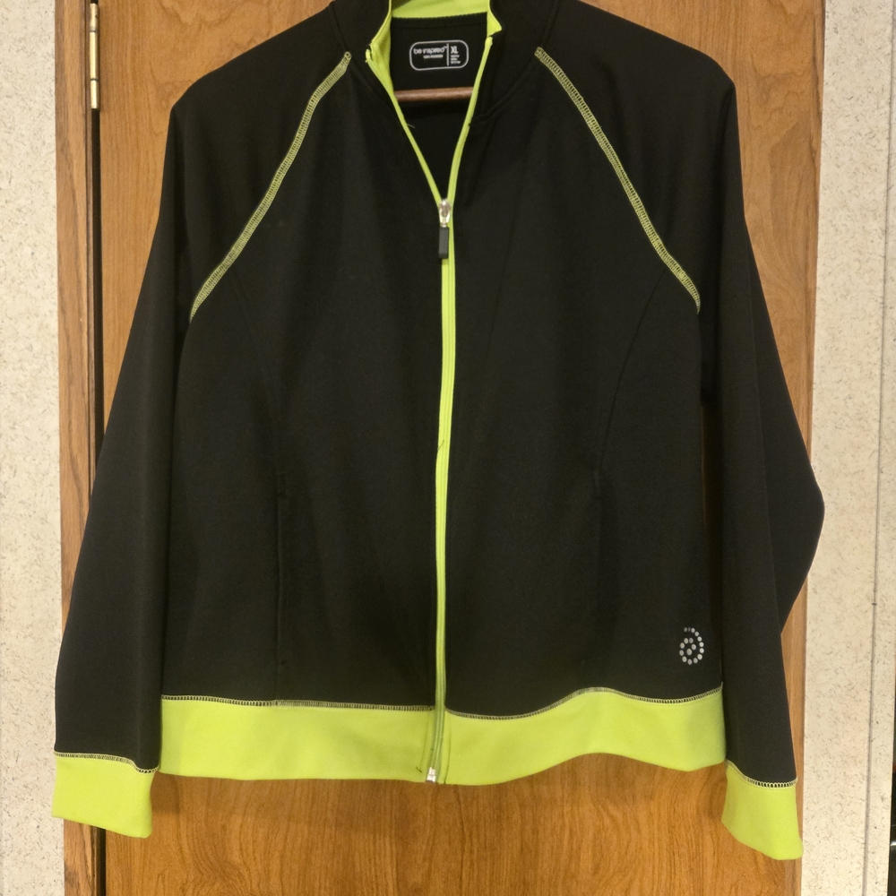 Be Inspired. Black and Neon Green Jacket. XL.